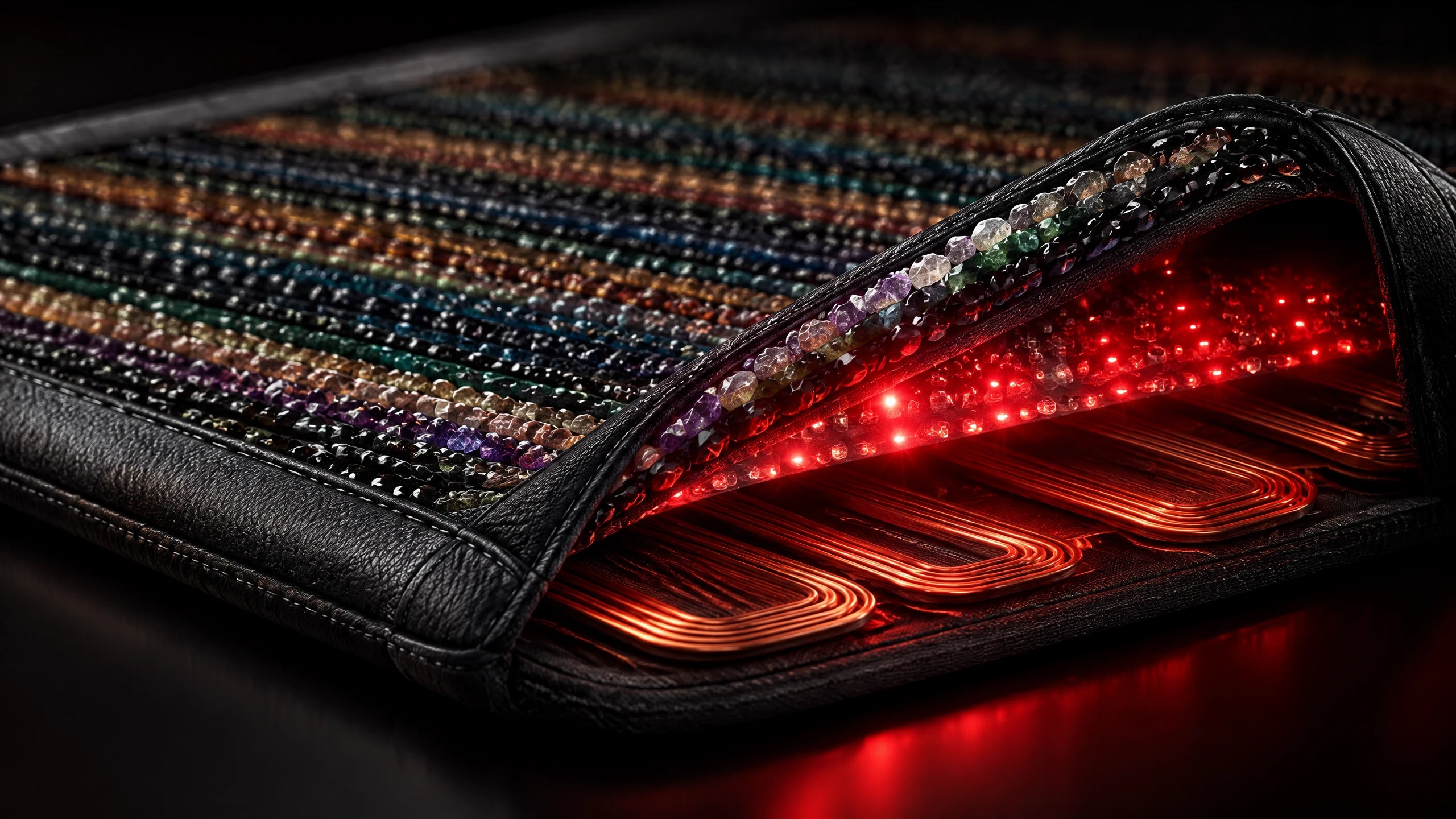 Close-up of Vortex K-1 red light and copper coil technology